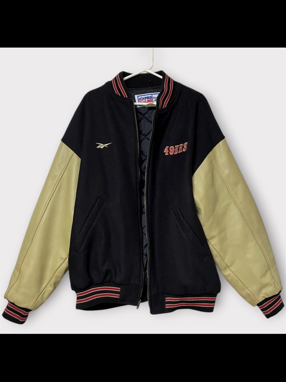 Rare Vintage San Francisco 49ERS Black/white Reebok Pro Line Varsity Jacket XXL